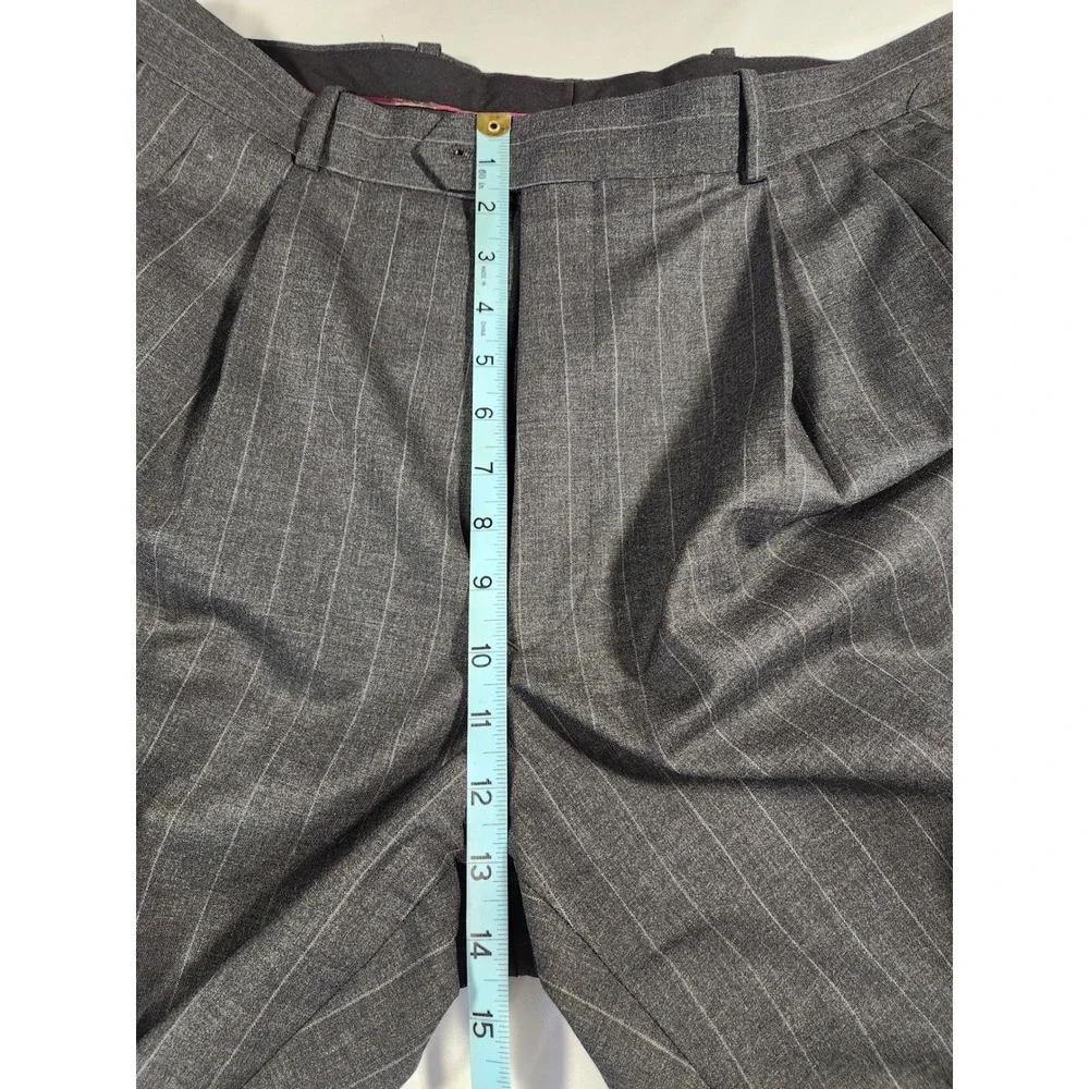 VINTAGE Woolmark 100% Wool Mens Pinstripe Gray Slacks Trousers 36R Pleated Front